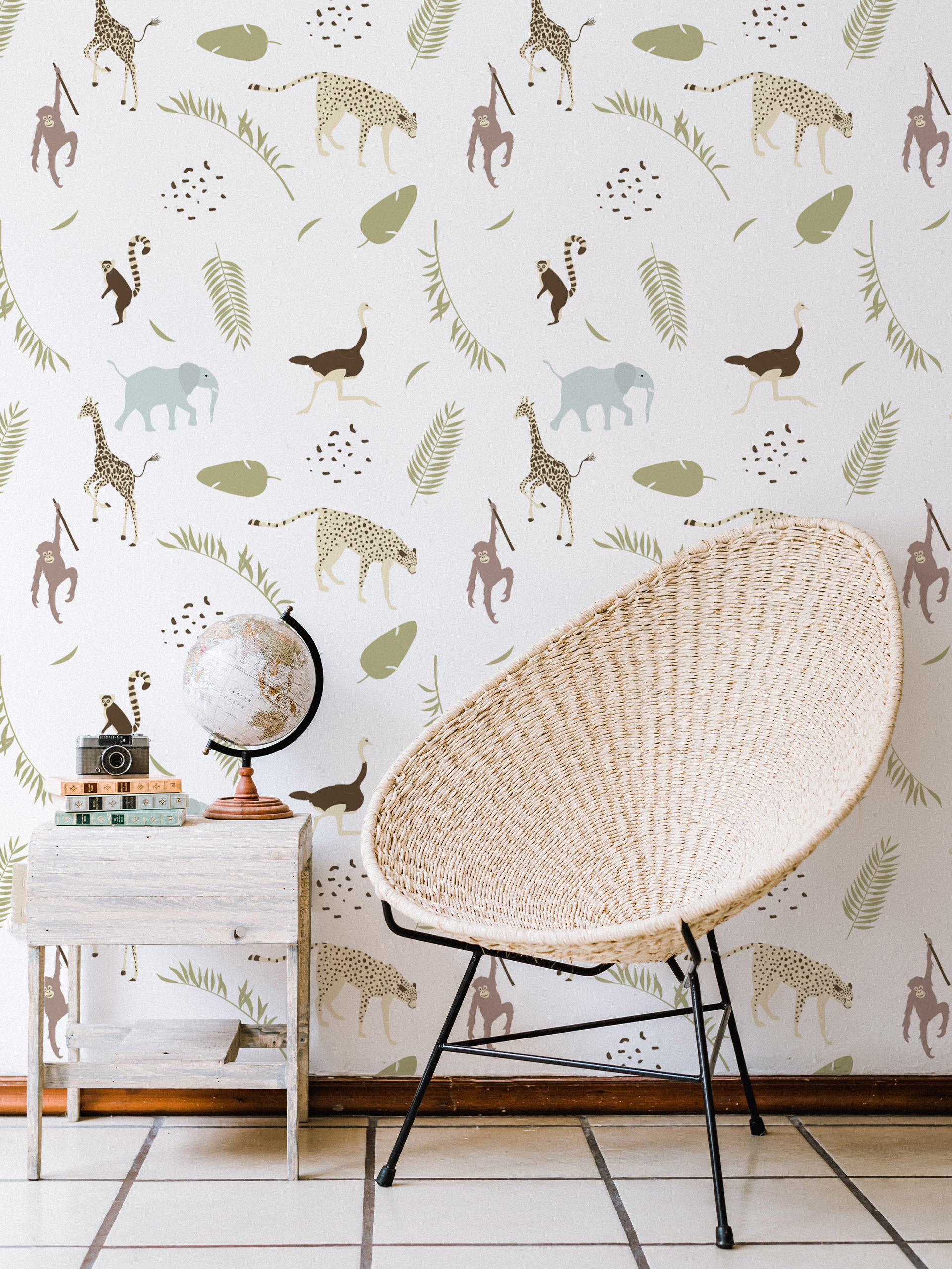 Wallpaper N03 children's paper pastel animals jungle minimalist children's bedroom Wallpaper N03 children's paper pastel animals jungle minimalist children's bedroom
