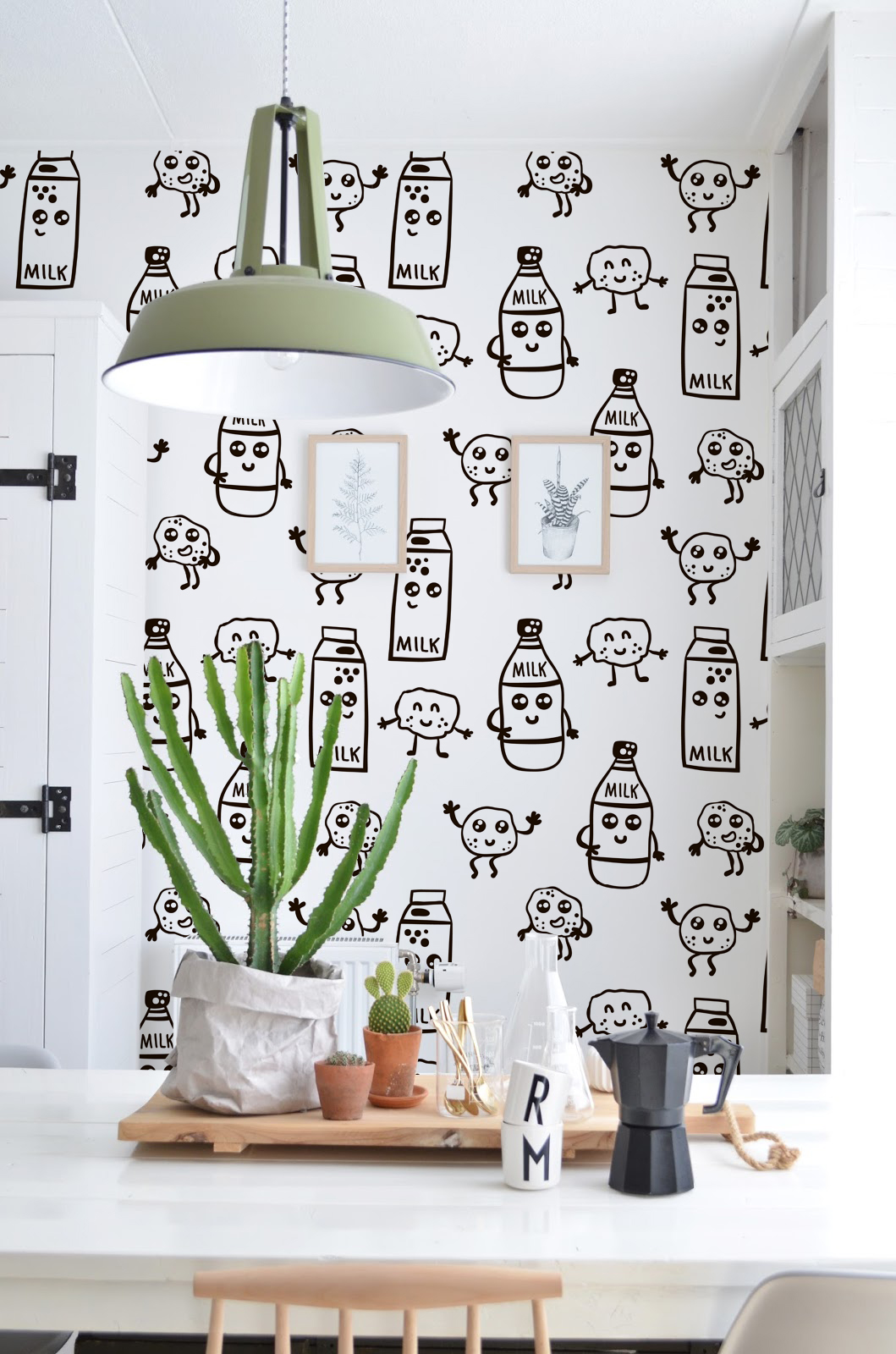 Papel pintado N09 cocina minimalista en blanco y negro Papel pintado N09 cocina minimalista en blanco y negro