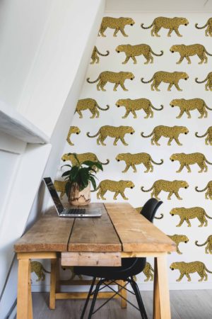 Wallpaper N08 tigers lines yellow pop office