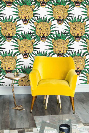 N10 yellow and green tiger pop living room wallpaper