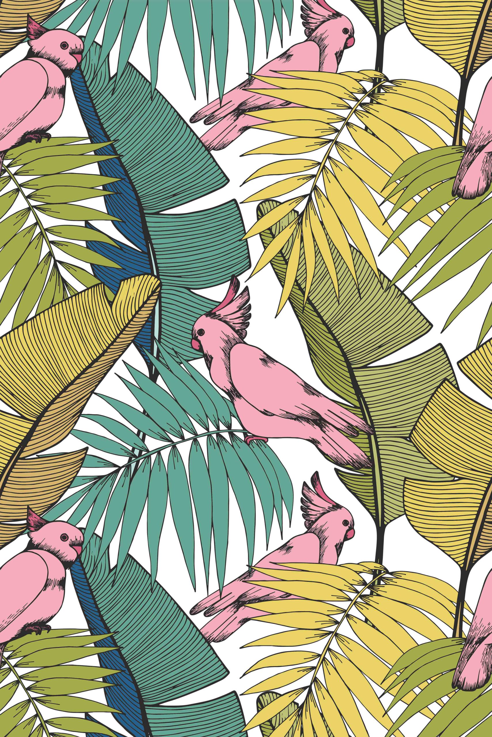 N12 Colorful Parrots Exotic Pattern Wallpaper N12 Colorful Parrots Exotic Pattern Wallpaper