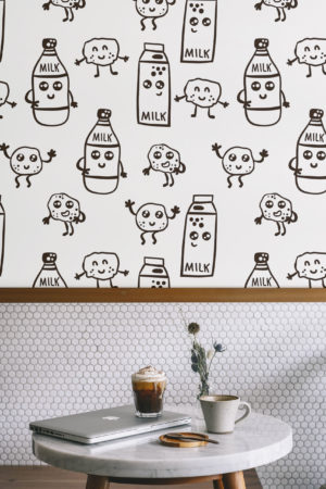 Wallpaper N09 milk brick black and white minimalist public spaces