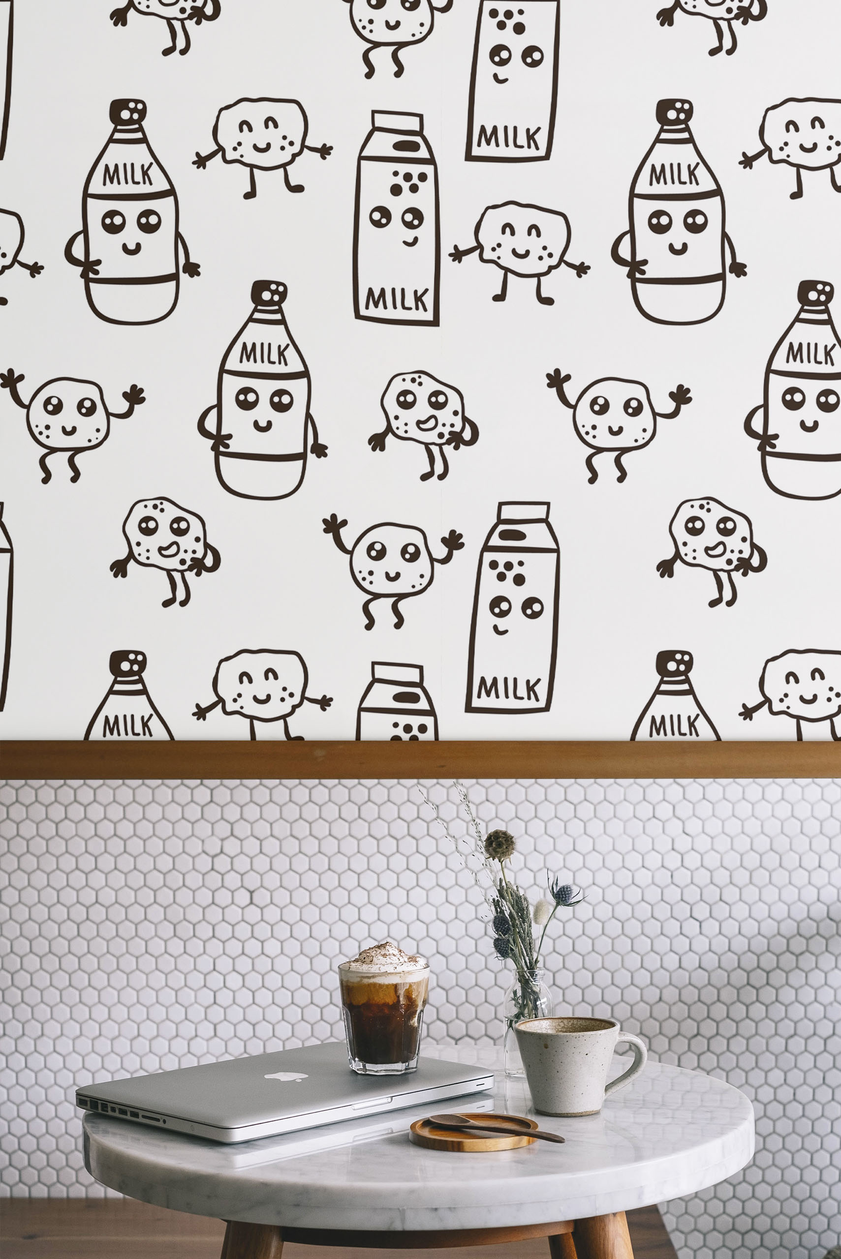 Papel pintado N09 ladrillo de leche blanco y negro espacios públicos minimalistas Papel pintado N09 ladrillo de leche blanco y negro espacios públicos minimalistas