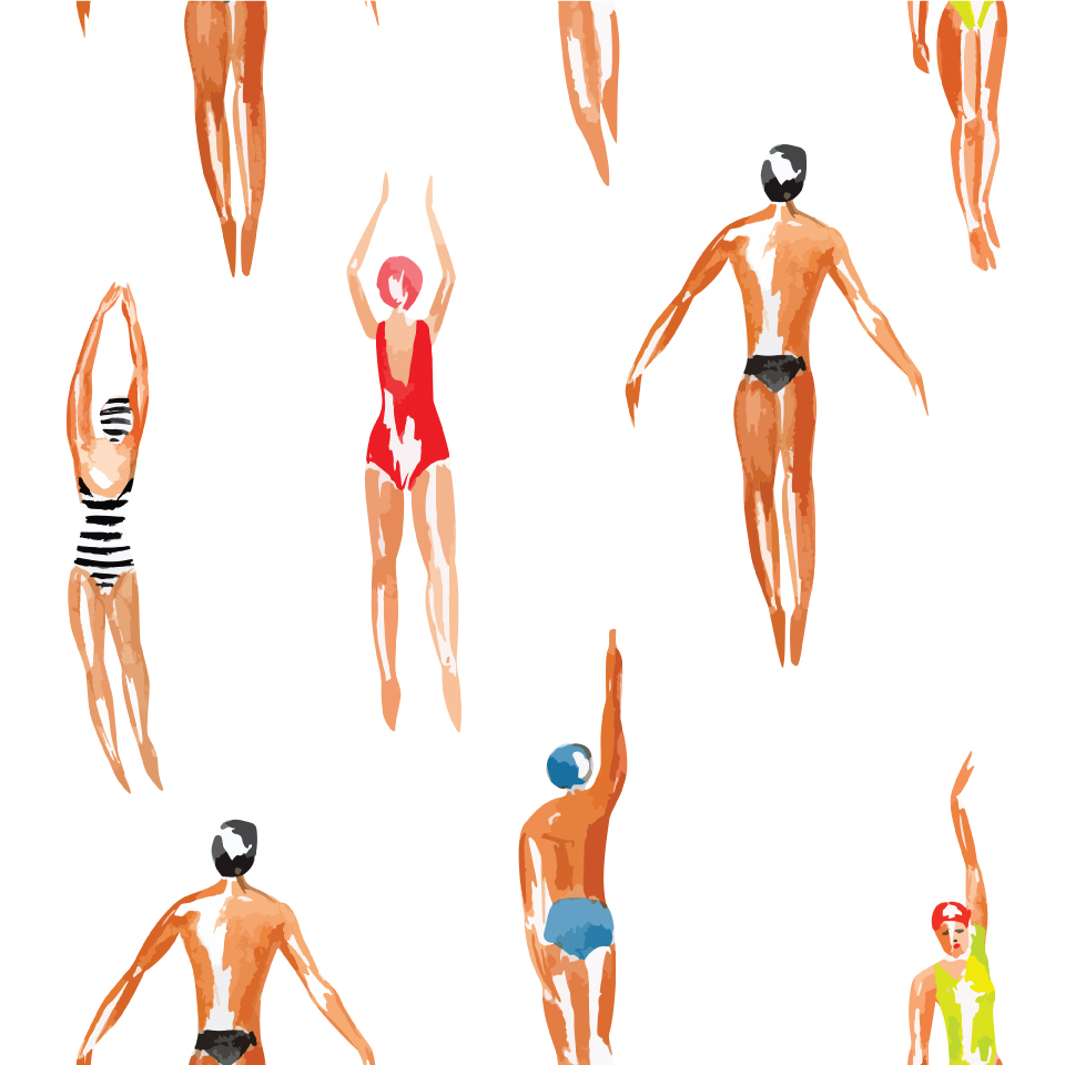 Wallpaper N11 Swimmers Multicolor Pattern Wallpaper N11 Swimmers Multicolor Pattern