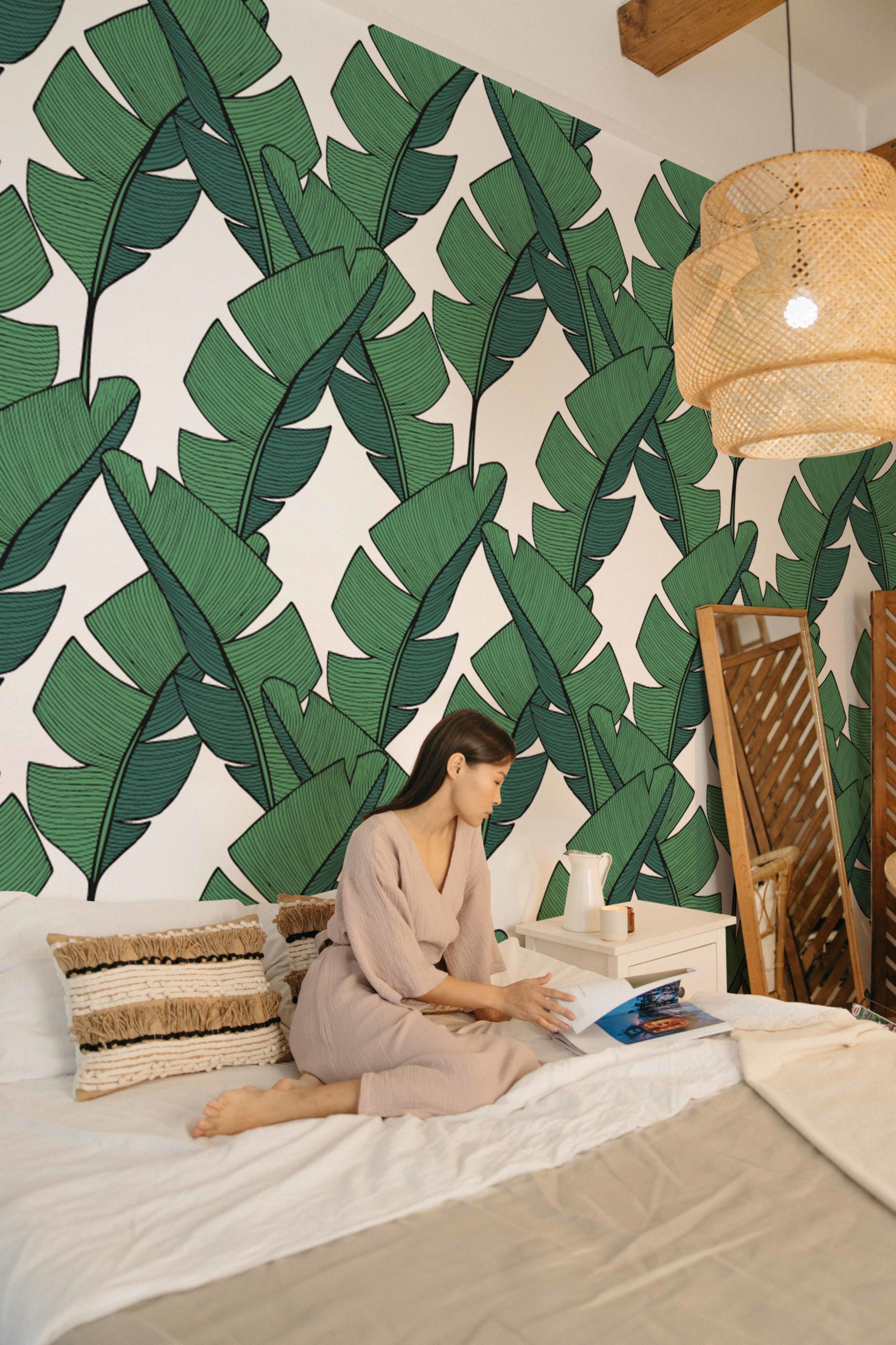 N25 feuilles bananiers vertes floral vegetal