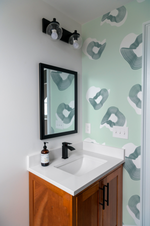 Wallpaper n29 round geometric shapes sea green bathroom