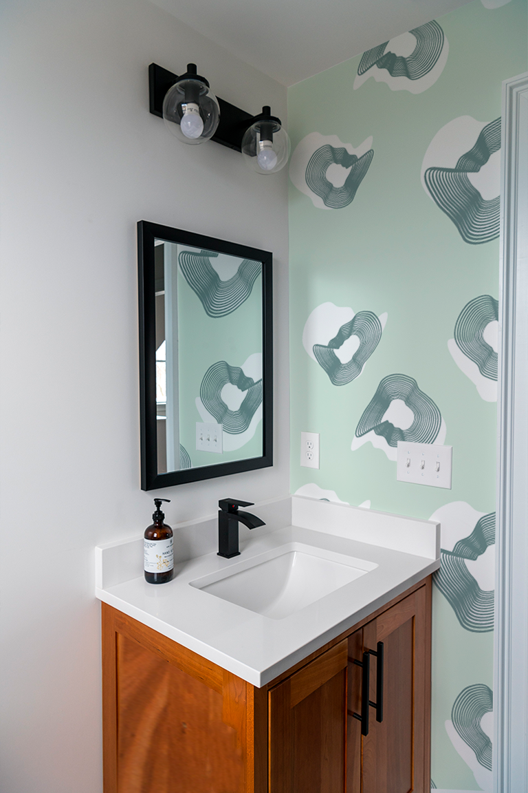Wallpaper n29 round geometric shapes sea green bathroom