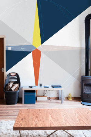 N13 Graphic Wallpaper Compass Rose Colorful Graphic Public Spaces