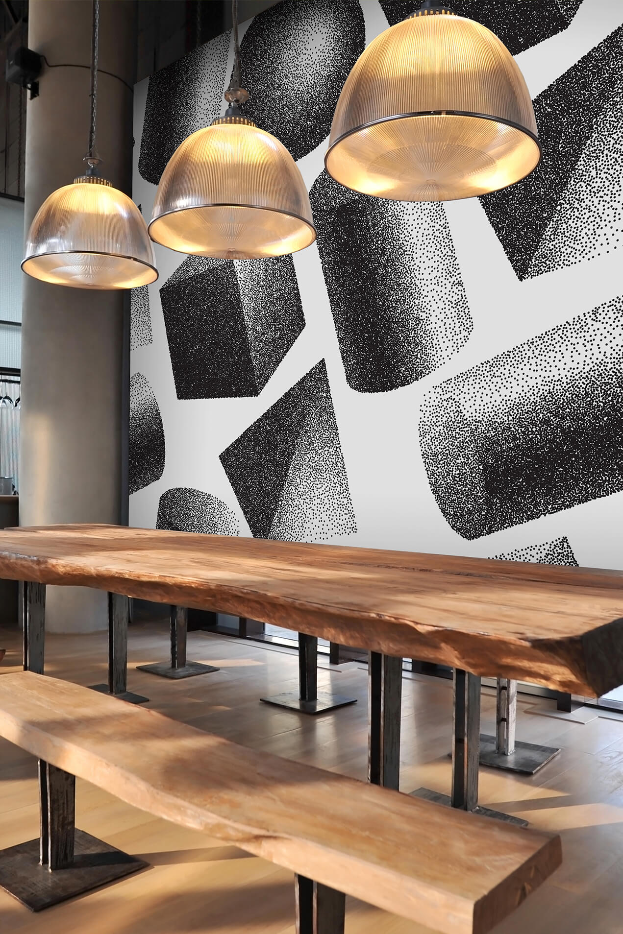 Industrial wallpaper, graphic volumes