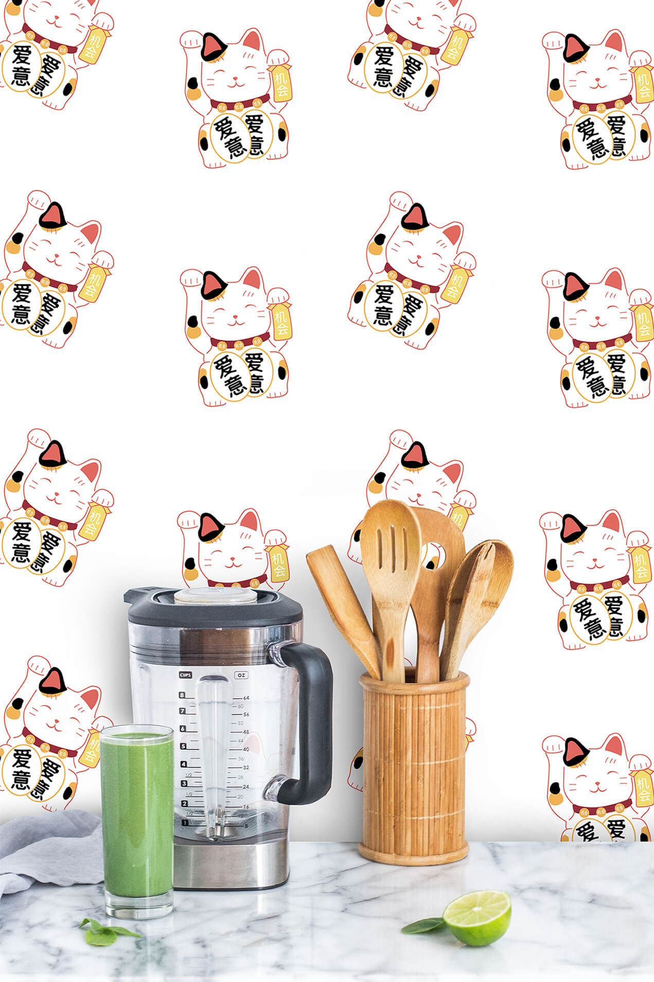 Maneki neko Japanese cat wallpaper