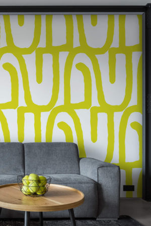 Living Room Green Graphic Shapes N14 Wallpaper