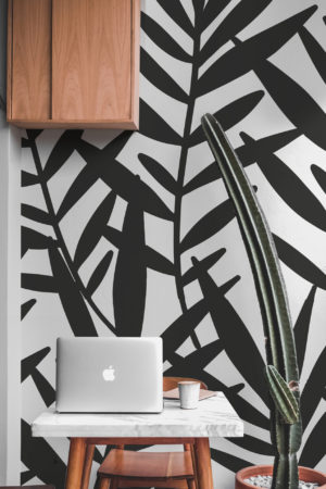 Minimalist wallpaper, shadow, leaf, black and white