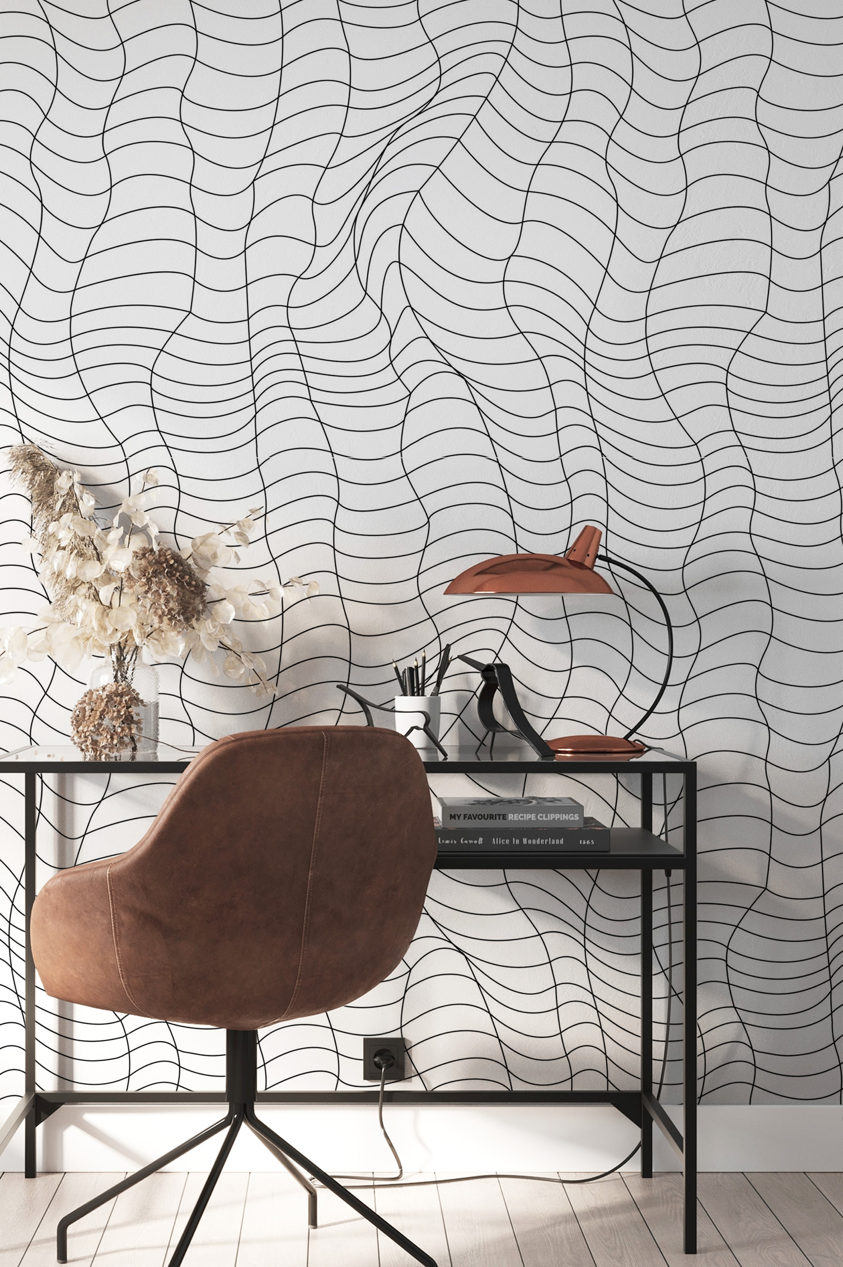 Wallpaper N 40 desk minimalist lines black and white Wallpaper N 40 desk minimalist lines black and white