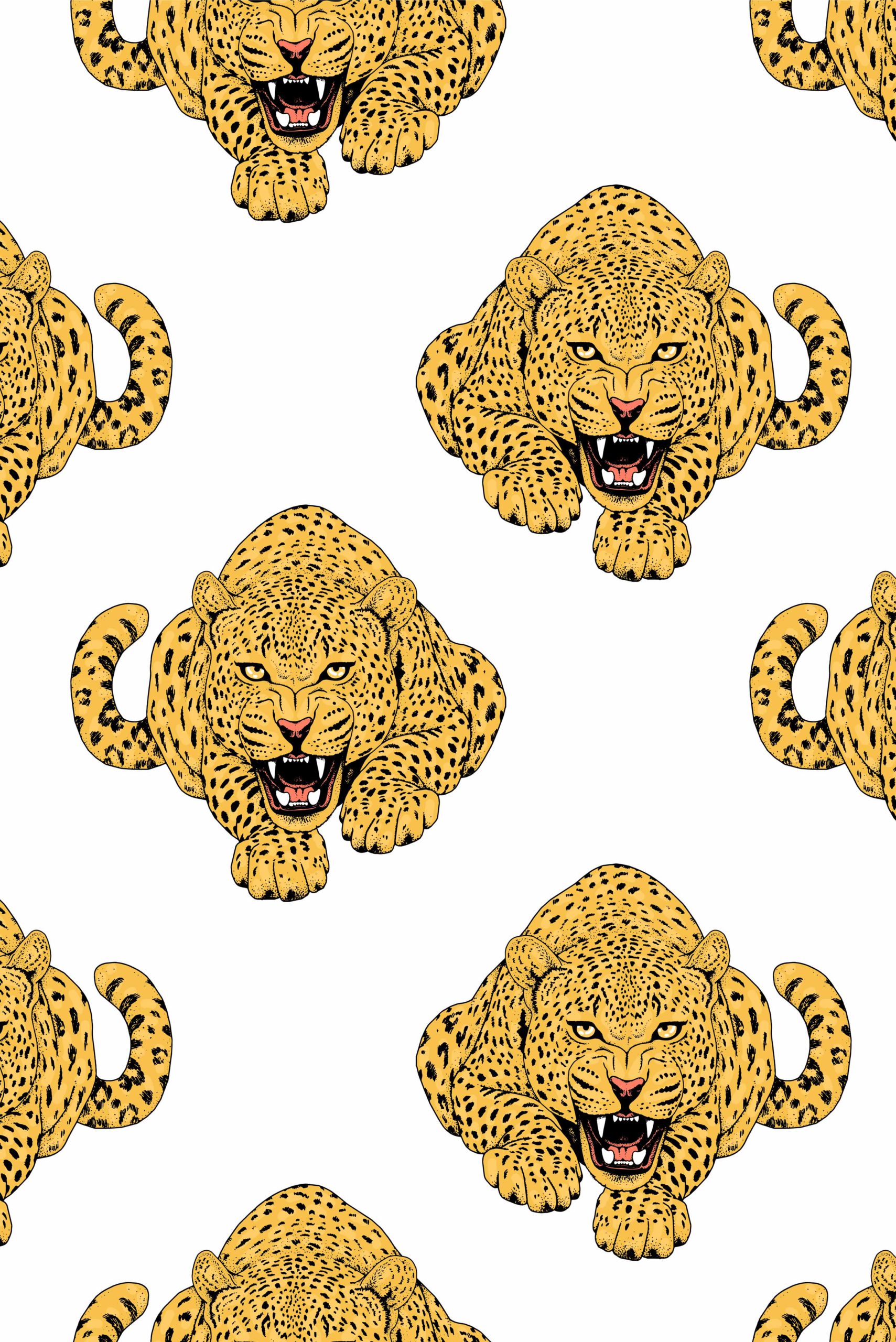 Nº41_M N41 Yellow Wild Leopard Animal Pop Art