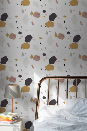 Contemporary and warm terrazzo wallpaper