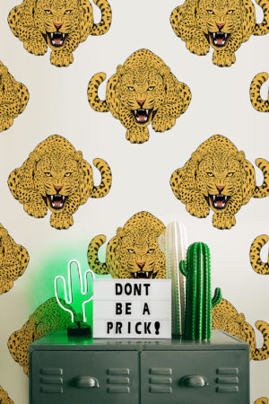 N41 Yellow Wild Leopard Animal Pop Art Living Room