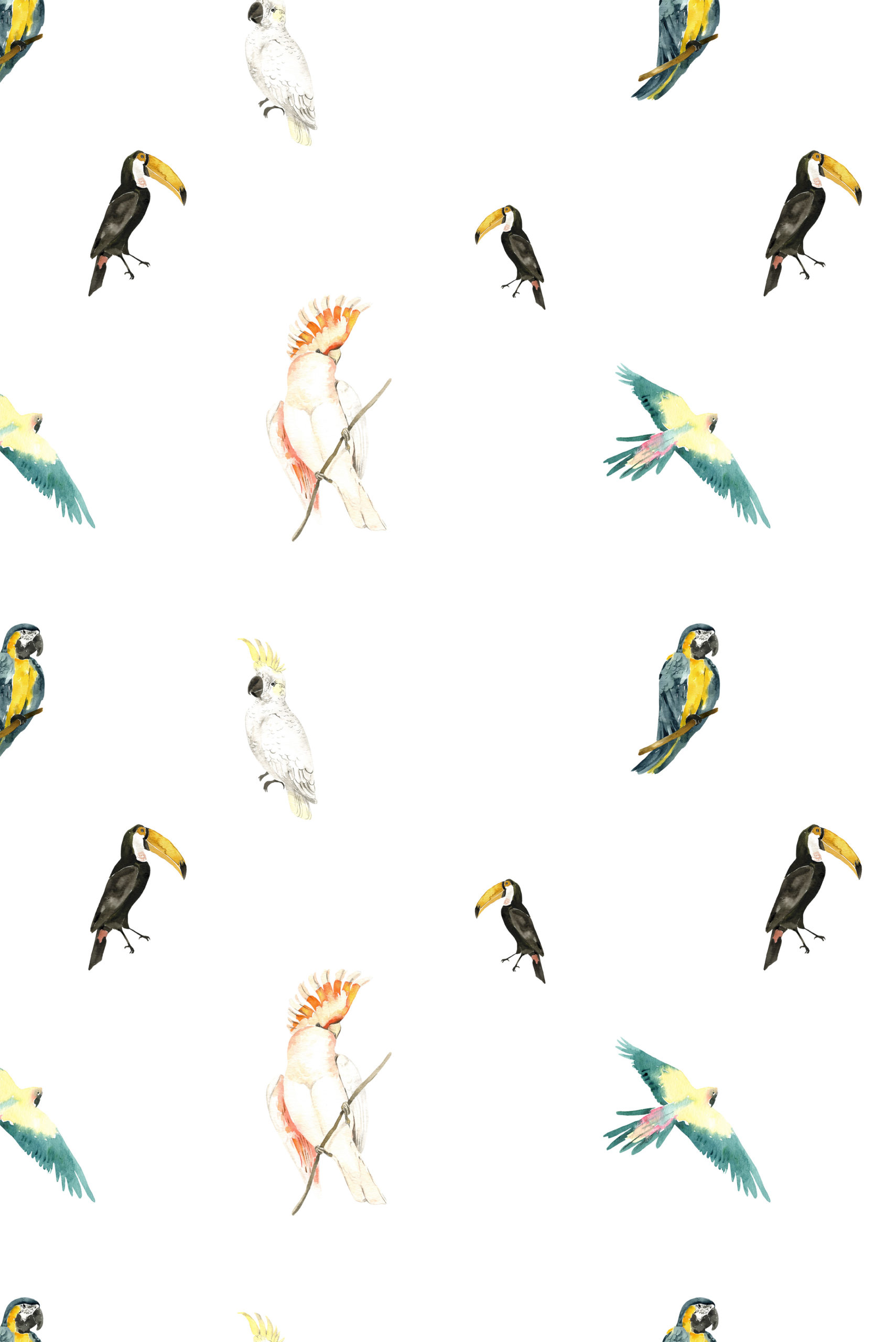 Vintage Tropical Birds Pattern N48 Wallpaper