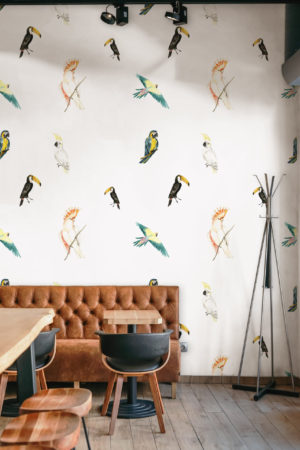 Vintage Tropical Birds Wallpaper N48 Public Space