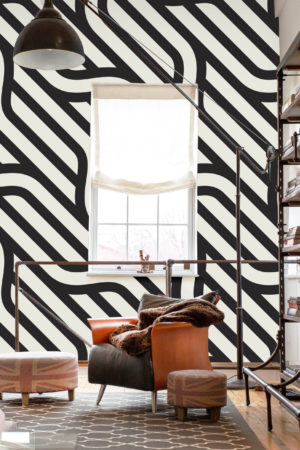 wallpaper 57 intertwined lines splice black and white living room