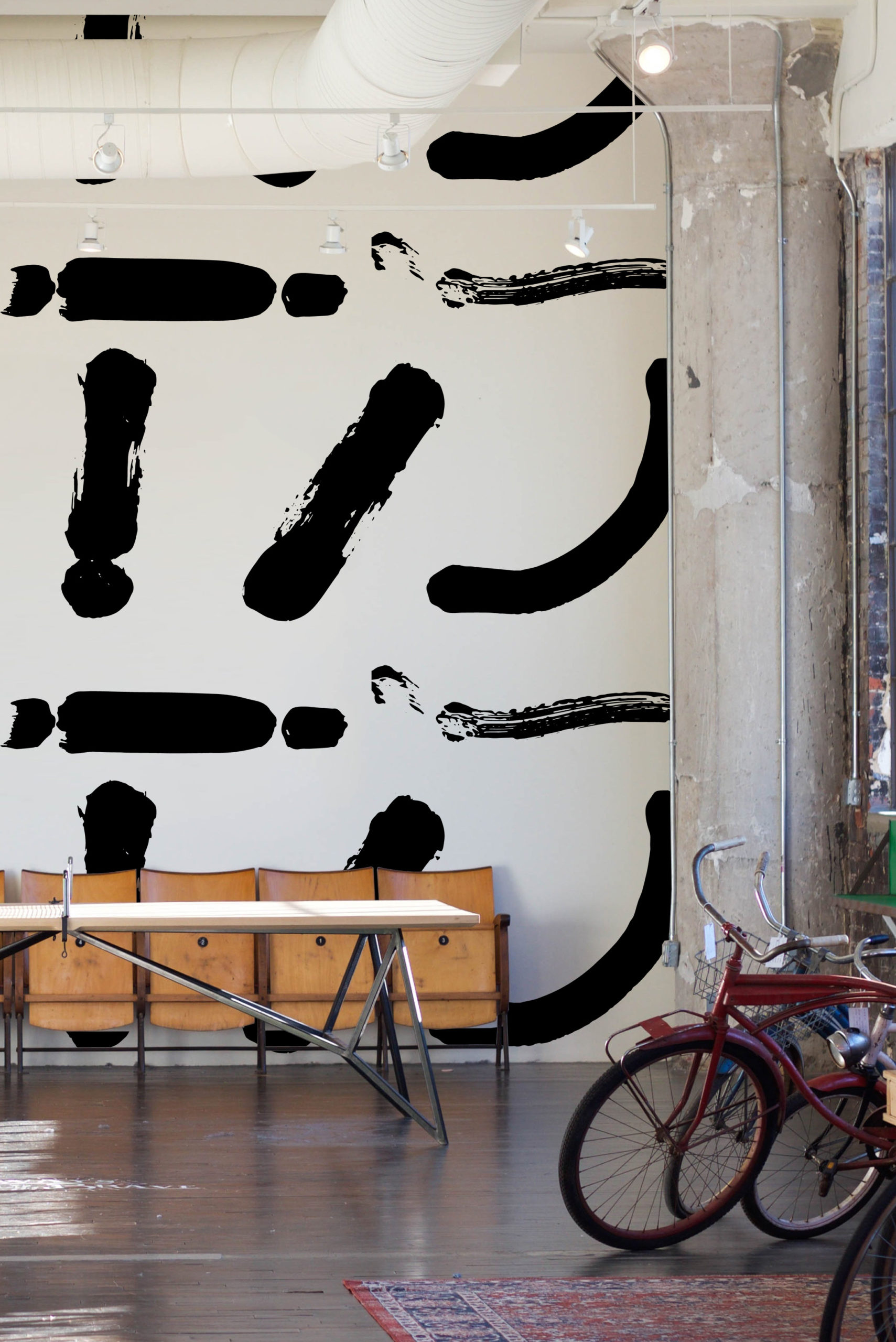 papier peint n°59 empreintes de pinceaux noir et blanc