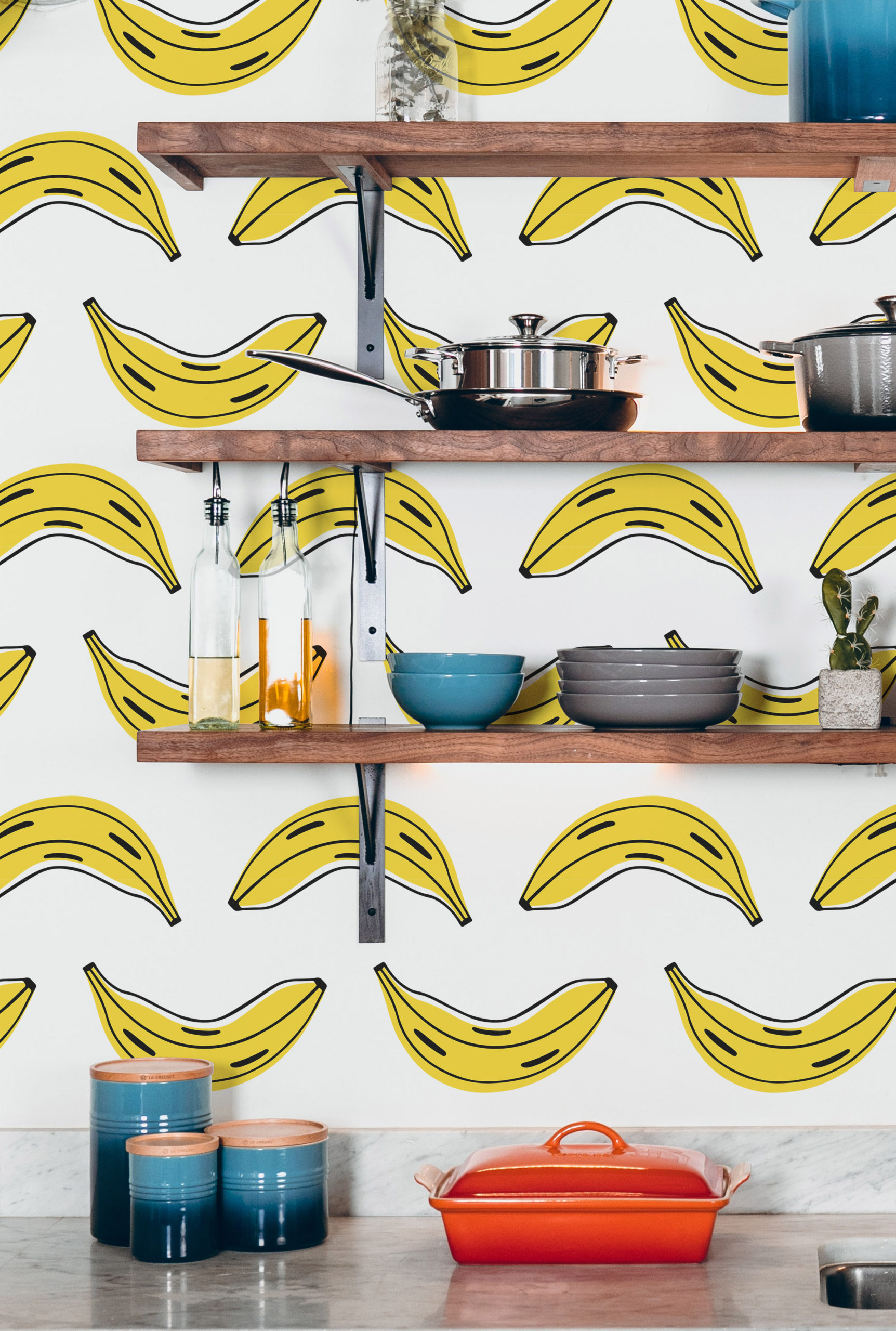 N85 Bananas Pop Art Colorful Yellow Kitchen Wallpaper N85 Bananas Pop Art Colorful Yellow Kitchen Wallpaper