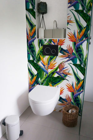 Wallpaper N78 Colorful Elegant Tropical Plants Bathroom