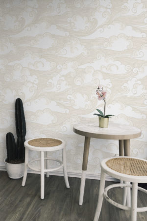 N70 papier peint nuages beige cuisine