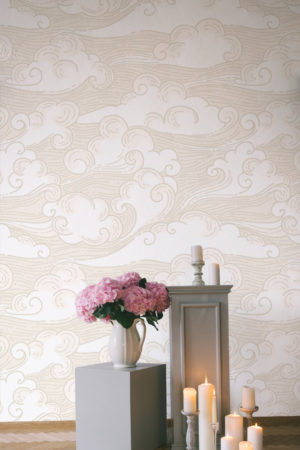 N70 papier peint nuages beige salle a manger