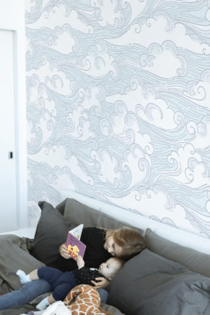 N70 papier peint nuages bleu chambre enfant