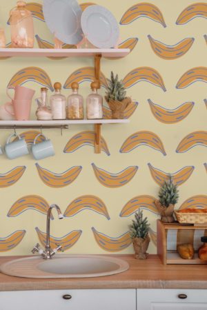 papier peint n85 bananes pop art colorées orange cuisine
