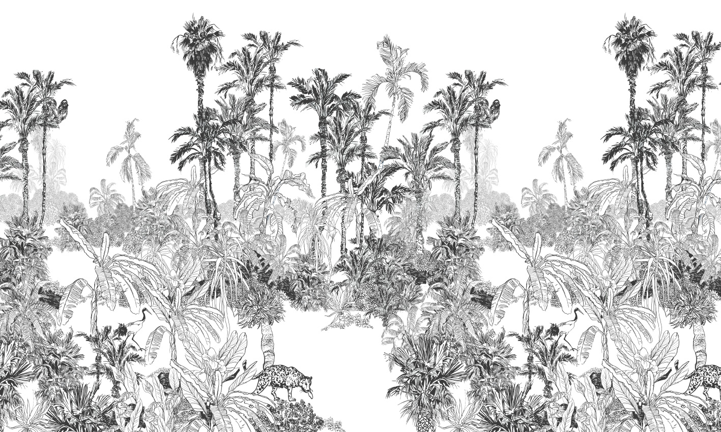 N90 Palm Trees Wallpaper in Black and White