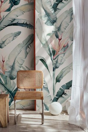 Wallpaper N97 Elegant Plants Birds of Paradise Watercolor Living Room Chair
