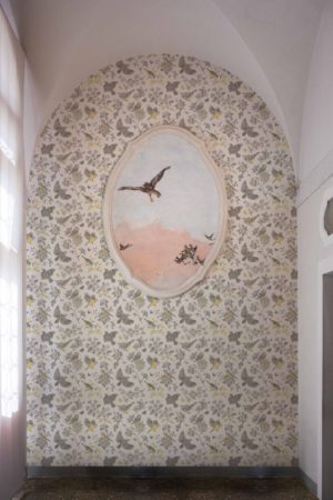 Wallpaper N50 Yellow Grey Vegetable Birds Vintage Retro Public Spaces