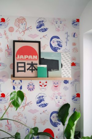 Paper pejnt N 111 Japan blue red drawings salon