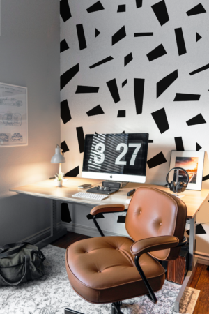 Wallpaper N°127 modern black and white shapes desk