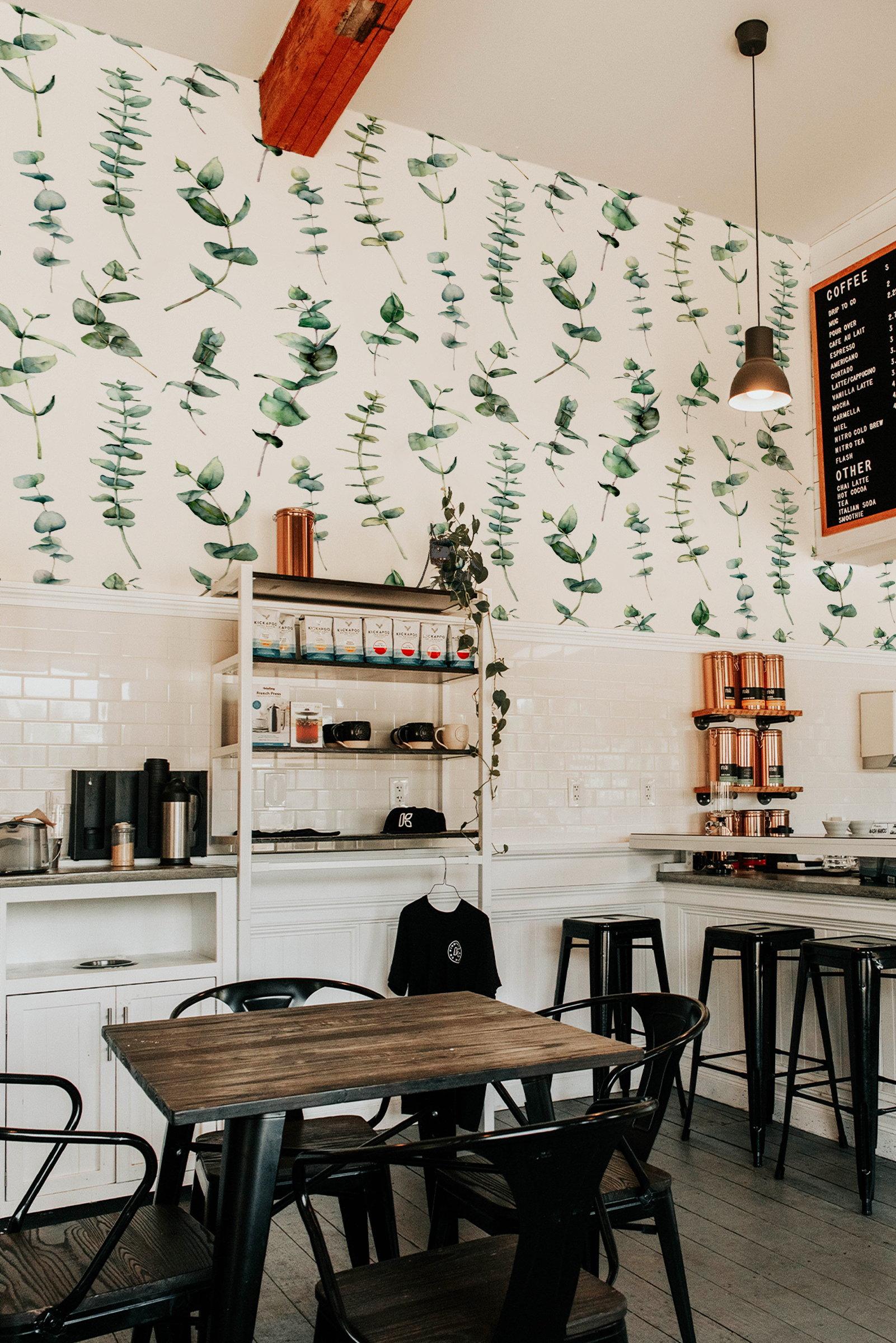 Wallpaper N131 Green Leaves Eucalyptus Watercolor Public Spaces Wallpaper N131 Green Leaves Eucalyptus Watercolor Public Spaces