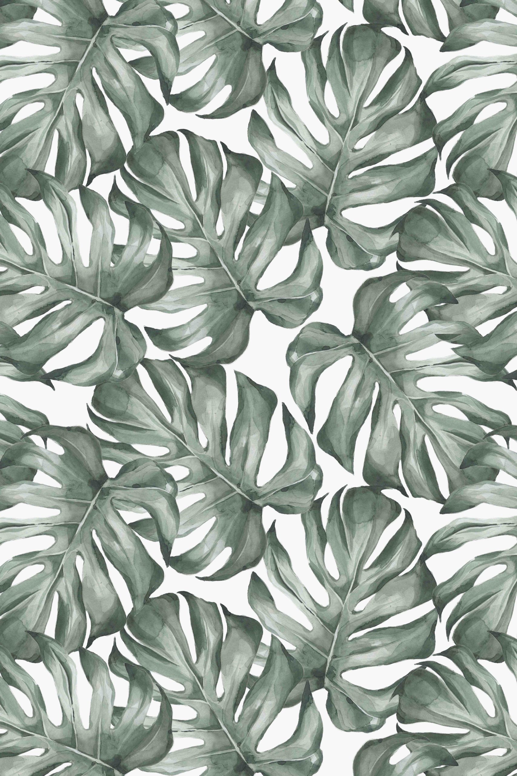 Wallpaper n132 tropical leaves watercolor pattern