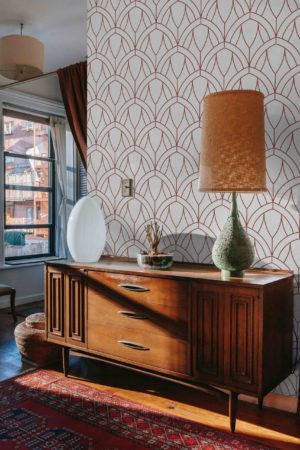 Wallpaper N134 Revisited rosette Terracotta Living room chest of drawers