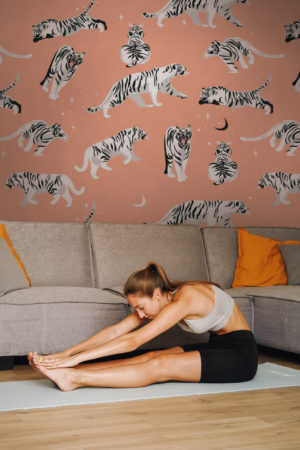 White tigers wallpaper with beige background