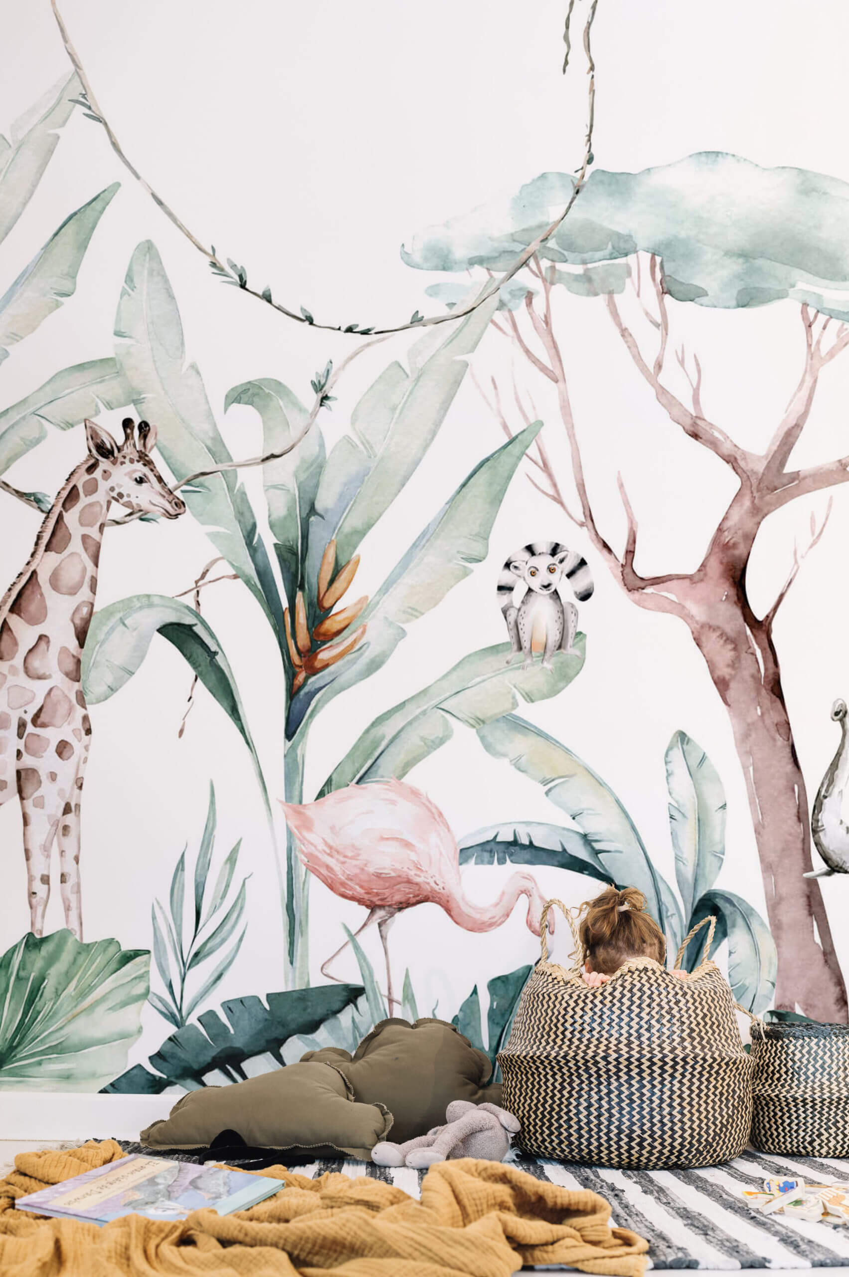 N99 Watercolor Jungle Wallpaper for Kids N99 Watercolor Jungle Wallpaper for Kids