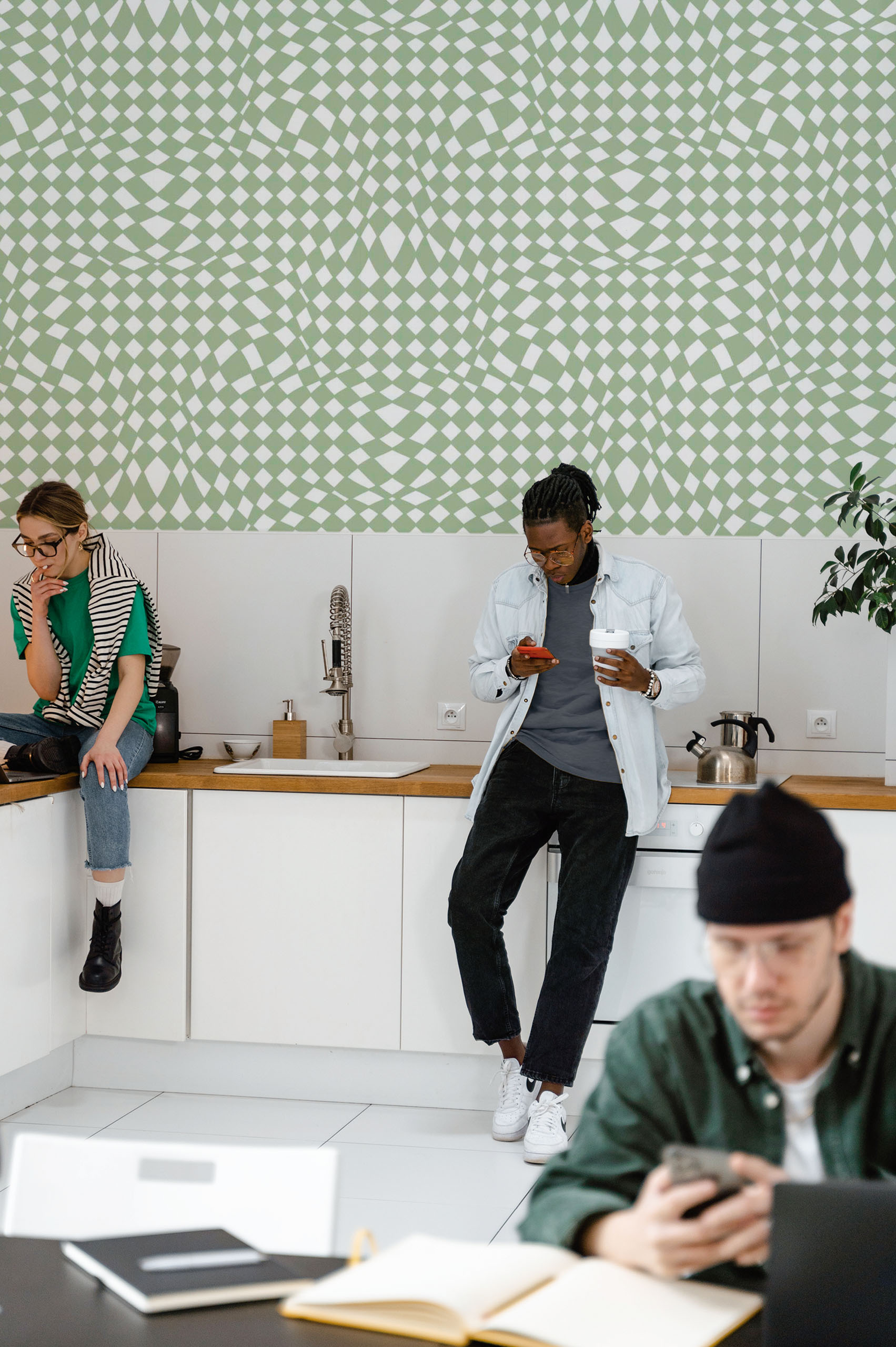 Wallpaper n153 Waves Retro Psychedelic Green Public Space Psychedelic Retro Waves Green Psychedelic Public Space Wallpaper n153