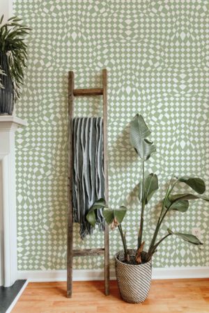 Living room green retro waves psychedelic n153 wallpaper