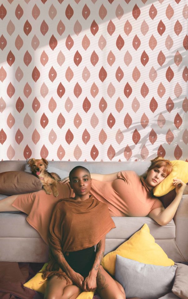 papier peint n159 féminité terracotta salon