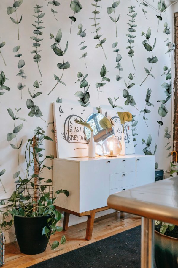 Wallpaper N131 Green Leaves Eucalyptus Watercolor Bedroom Wallpaper N131 Green Leaves Eucalyptus Watercolor Bedroom