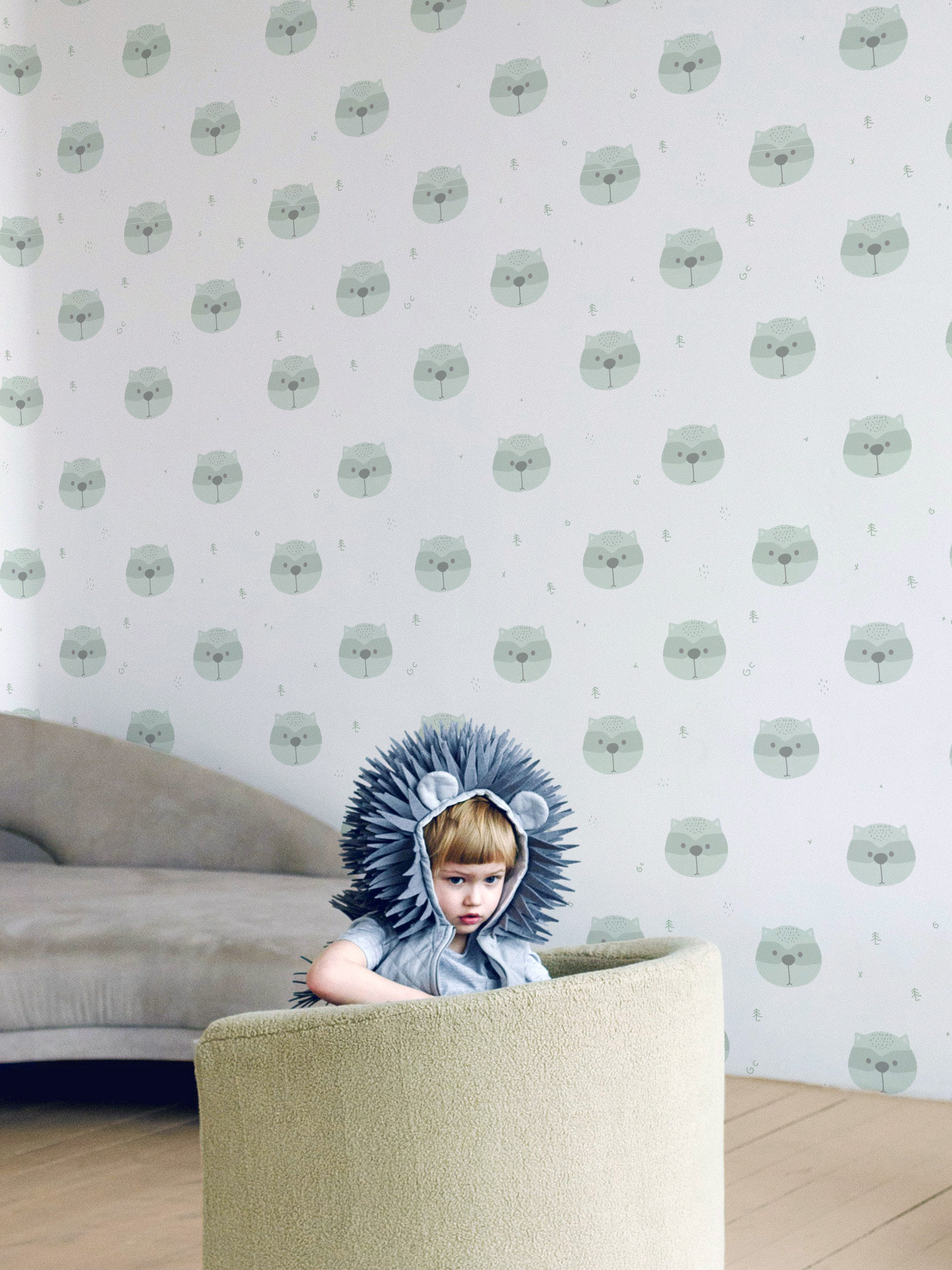 Raccoon Green Kids Wallpaper