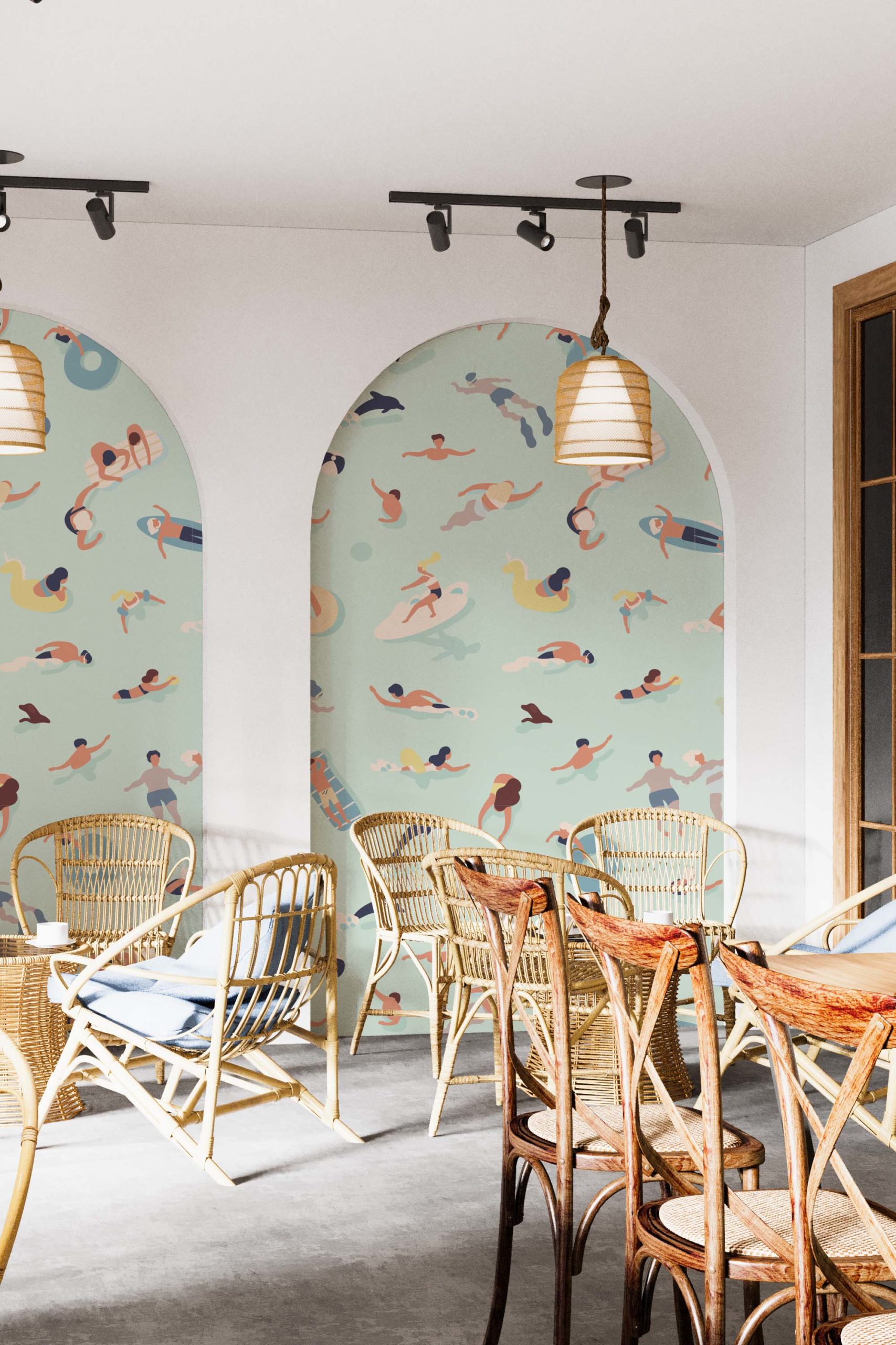 Wallpaper N168 Summer Holidaymakers in the Water Public Spaces