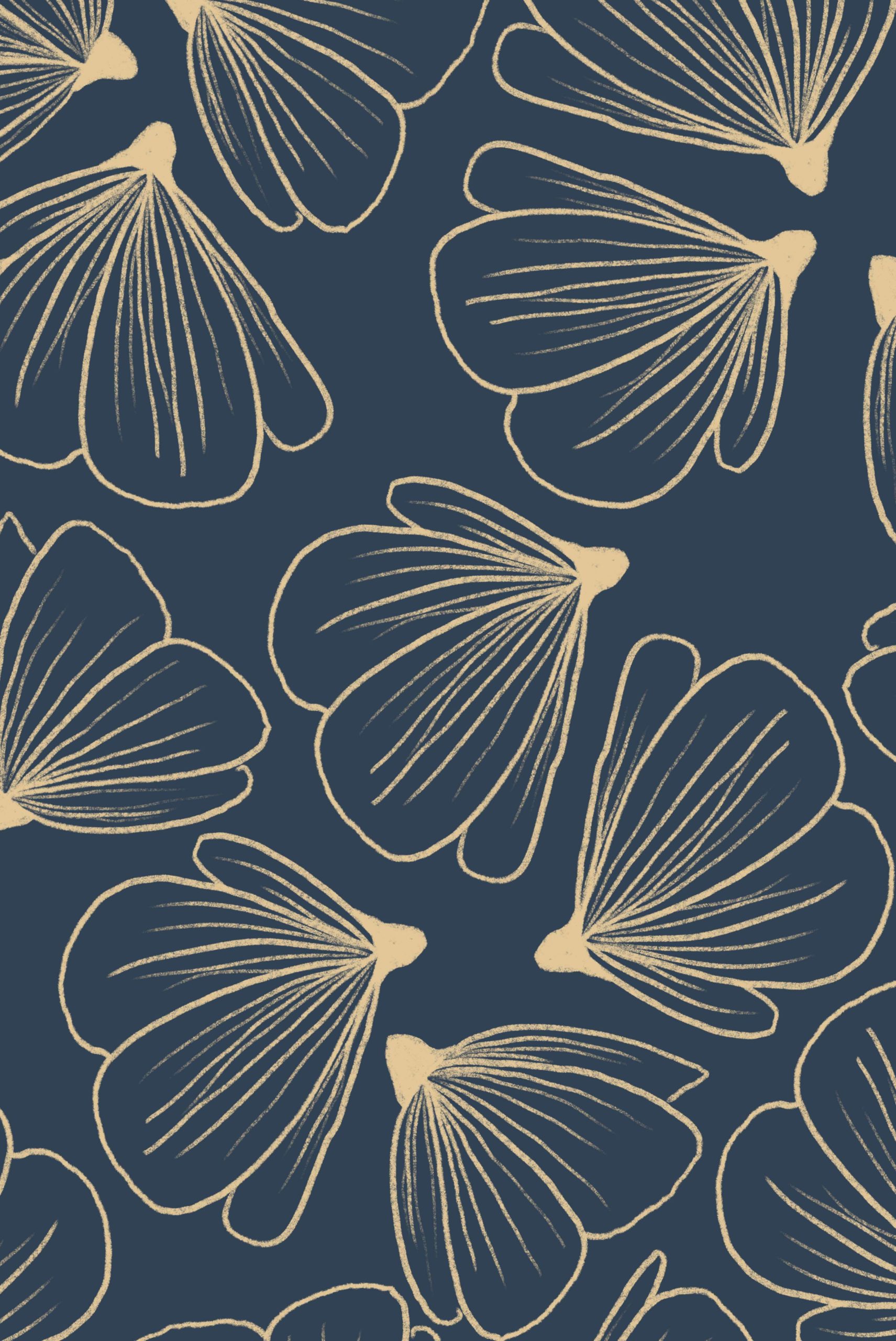 Flower Wallpaper N172 on Blue