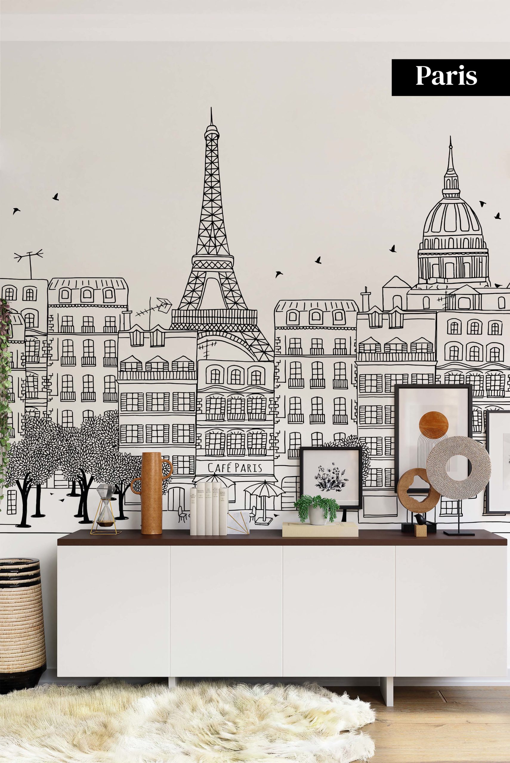 wallpaper n173 drawing Paris black and white living room wallpaper n173 drawing Paris black and white living room