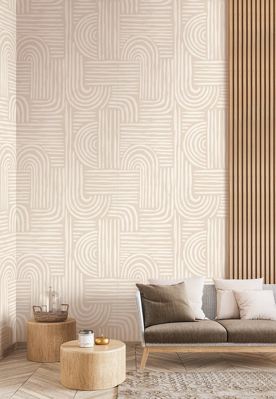 Wallpaper N175 Geometric Zen Minimalist Beige Living Room Wallpaper N175 Geometric Zen Minimalist Beige Living Room