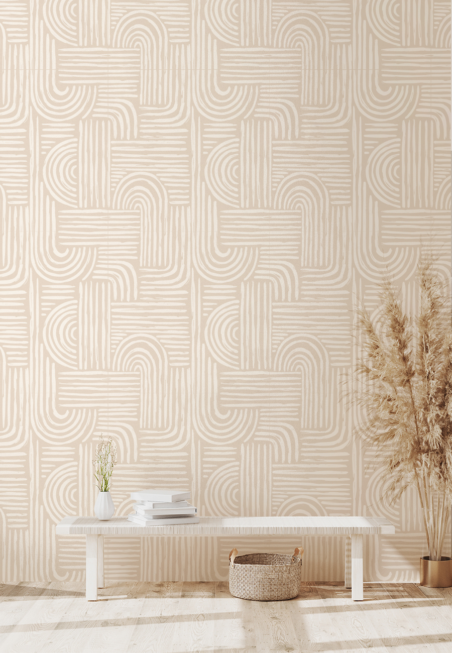 Wallpaper N175 Geometric Zen Minimalist Beige Bench Wallpaper N175 Geometric Zen Minimalist Beige Bench